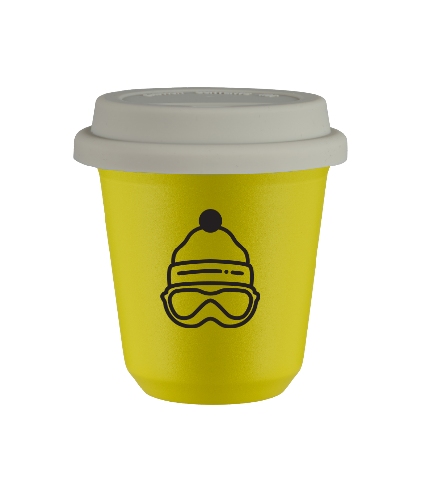 Kubek canary yellow 150 ml, CZAPKA (czarny) z pokrywka biala kubek termiczny na kawe | 75,00 zł Kubek canary yellow 150 ml, CZAPKA (czarny) z pokrywka biala kubek termiczny na kawe | 75,00 zł