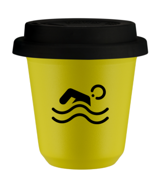 Kubek canary yellow 150 ml, PLYWANIE z pokrywka czarna
