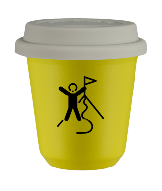 Kubek canary yellow 150 ml, WSPINACZKA 1 z pokrywka biala