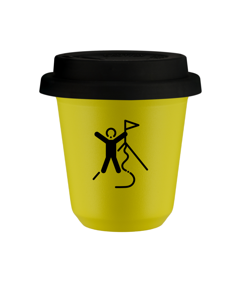 Kubek canary yellow 150 ml, WSPINACZKA 1 (czarny) z pokrywka czarna kubek termiczny na kawe | 75,00 zł