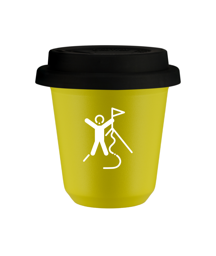 Kubek canary yellow 150 ml, WSPINACZKA 1 (bialy) z pokrywka czarna kubek termiczny na kawe | 75,00 zł Kubek canary yellow 150 ml, WSPINACZKA 1 (bialy) z pokrywka czarna kubek termiczny na kawe | 75,00 zł
