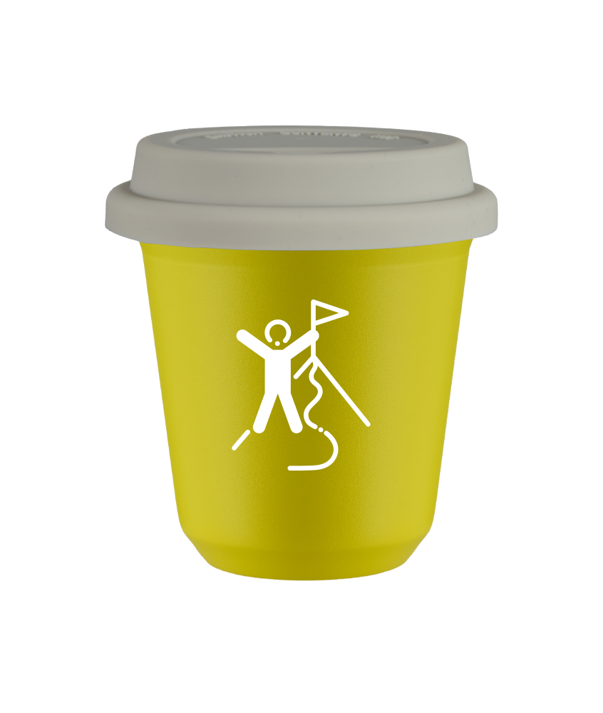 Kubek canary yellow 150 ml, WSPINACZKA 1 (bialy) z pokrywka biala kubek termiczny na kawe | 75,00 zł Kubek canary yellow 150 ml, WSPINACZKA 1 (bialy) z pokrywka biala kubek termiczny na kawe | 75,00 zł