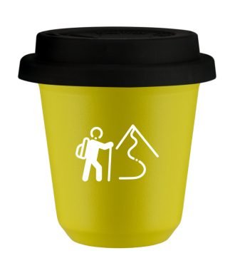 Kubek canary yellow 150 ml, WSPINACZKA 2 (bialy) z pokrywka czarna