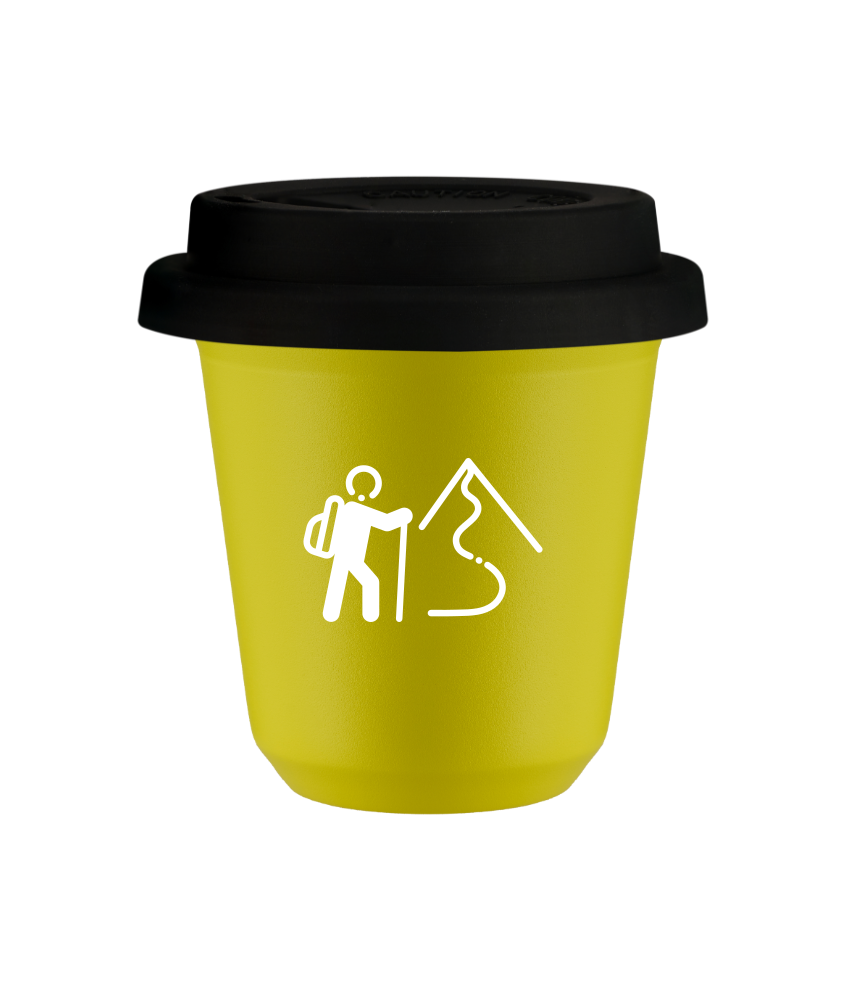 Kubek canary yellow 150 ml, WSPINACZKA 2 (bialy) z pokrywka czarna kubek termiczny na kawe | 75,00 zł Kubek canary yellow 150 ml, WSPINACZKA 2 (bialy) z pokrywka czarna kubek termiczny na kawe | 75,00 zł