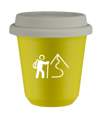 Kubek canary yellow 150 ml, WSPINACZKA 2 (bialy) z pokrywka biala