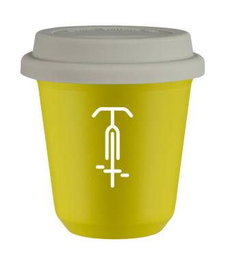 Kubek canary yellow 150 ml, KOLARSTWO 1 (bialy) z pokrywka biala