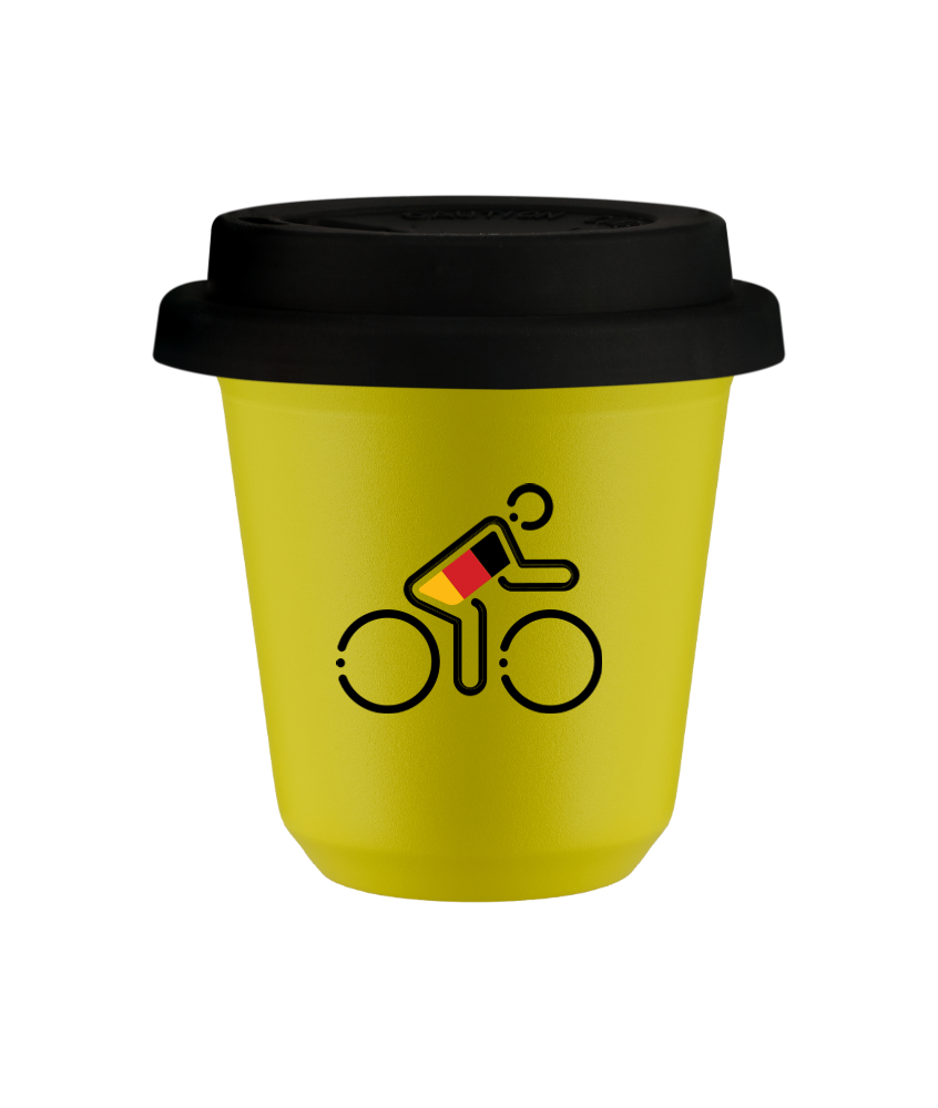Kubek canary yellow 150 ml, KOLARZ W NIEMIECKICH BARWACH z pokrywka czarna kubek termiczny na kawe | 75,00 zł Kubek canary yellow 150 ml, KOLARZ W NIEMIECKICH BARWACH z pokrywka czarna kubek termiczny na kawe | 75,00 zł