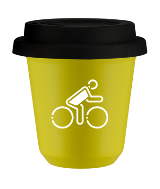 Kubek canary yellow 150 ml, KOLARZ W NIEMIECKICH BARWACH (bialy) z pokrywka czarna