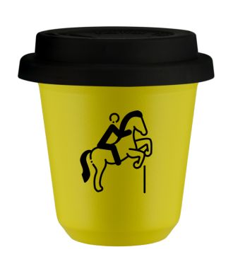 Kubek canary yellow 150 ml, JEZDZIECTWO 1 z pokrywka czarna