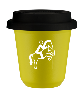 Kubek canary yellow 150 ml, JEZDZIECTWO 1 (bialy) z pokrywka czarna
