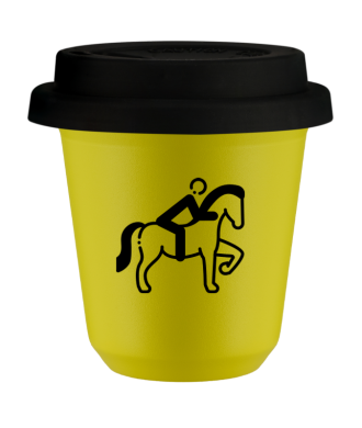 Kubek canary yellow 150 ml, JEZDZIECTWO 2 z pokrywka czarna
