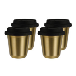 Set of 4 gold mugs 80 ml with lid