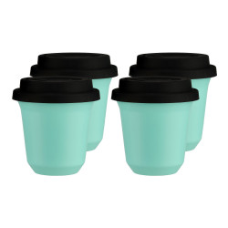 Set of 4 turquoise mugs 150 ml with lid