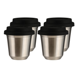 Set of 4 silver mugs 80 ml with lid