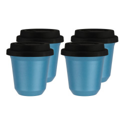 Set of 4 light blue mugs 80 ml with lid