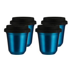 Set of 4 blue mugs 80 ml with lid
