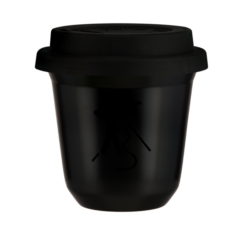 Kubek 80 ml CZARNY "Wspinaczka 1", z czarną pokrywką