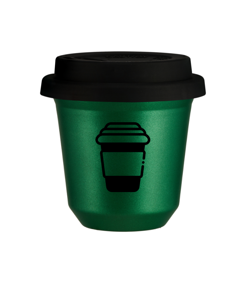 Kubek 80 ml ZIELONY METALIC "Kubek", z czarną pokrywką