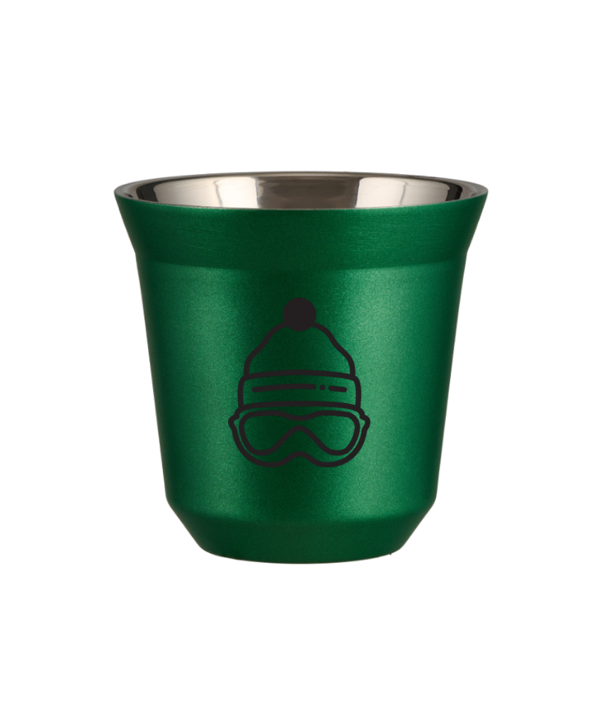 Kubek 80 ml ZIELONY METALIC "Czapka (czarny)"