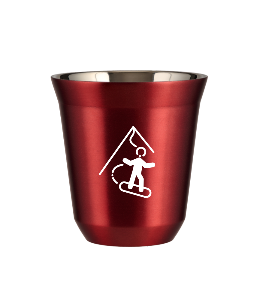 Kubek 80 ml CZERWONY METALIC "Snowboard (biały)"