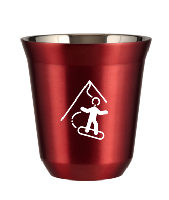 Kubek czerwony 80 ml, SNOWBOARD (biały)