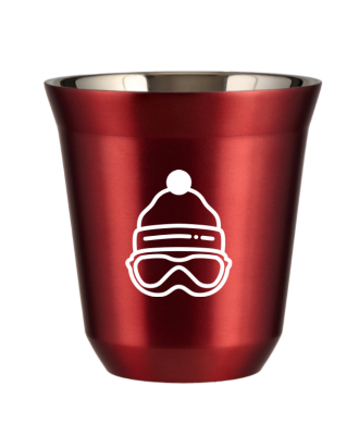 Kubek czerwony 80 ml, CZAPKA (biały)