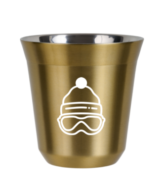 Kubek złoty 80 ml, CZAPKA (biały) kubek termiczny na kawe | 65,00 zł