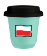 Kubek turkusowy 80 ml, FLAGA POLSKI (czarny) z pokrywką czarną kubek termiczny na kawe | 70,00 zł