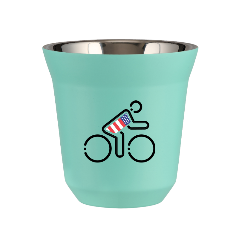 Kubek 80 ml TURKUSOWY "Kolarz w brytyjskich barwach (czarny)"