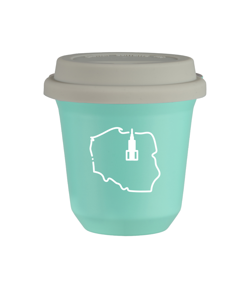 Cup 80 ml TURQUOISE "Poland (white)", with white lid