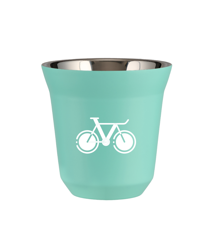 Kubek 80 ml TURKUSOWY "Rower 1 (biały)"