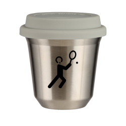 Cup 80 ml SILVER "Tennis 1", with white lid
