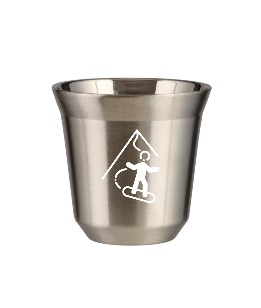 Kubek 80 ml SREBRNY "Snowboard (biały)"