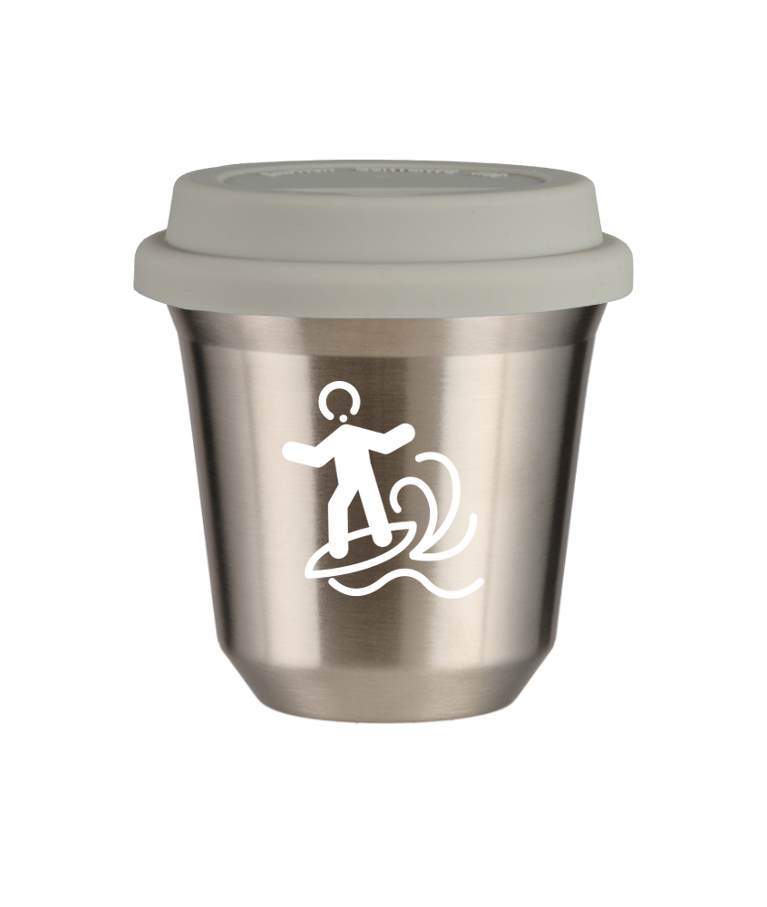 Cup 80 ml SILVER "Windsurfing (white)", with white lid