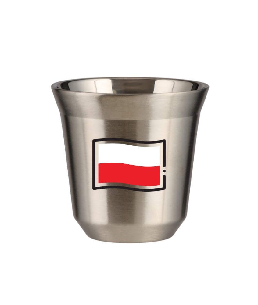 Kubek 80 ml SREBRNY "Flaga Polski"