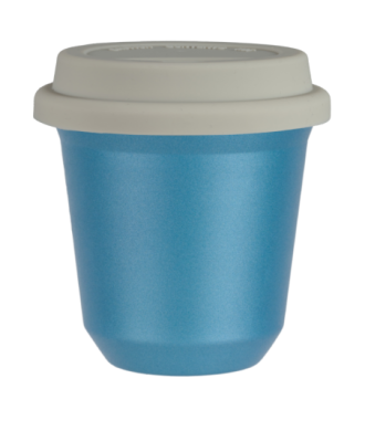 Kubek 80 ml BŁĘKITNY METALIC, z białą pokrywką Kubek 80 ml BŁĘKITNY METALIC, z białą pokrywką