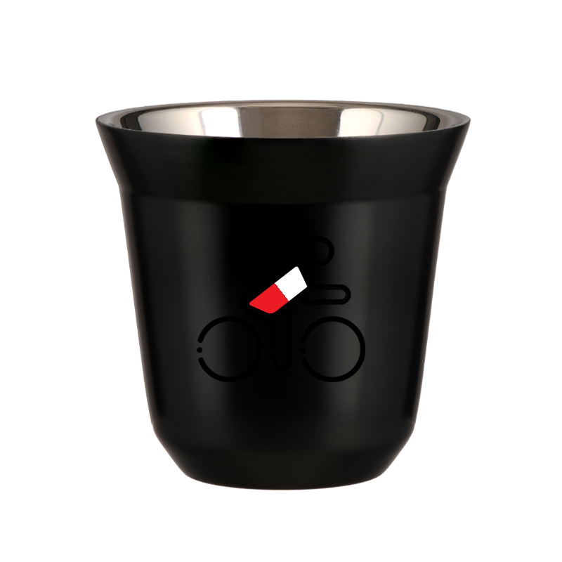 Kubek 80 ml CZARNY "Kolarz w polskich barwach"