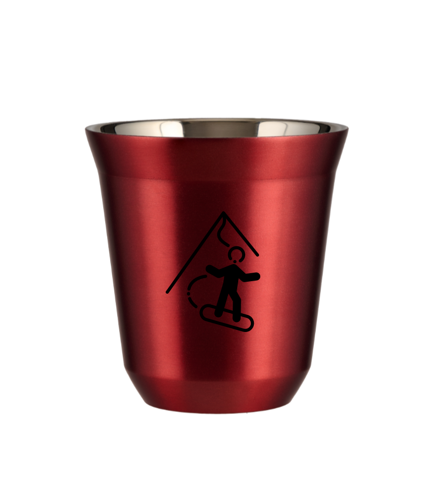 Kubek 80 ml CZERWONY METALIC "Snowboard"
