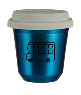 Kubek niebieski 80 ml, AUTOBUS (czarny) z pokrywką białą kubek termiczny na kawe | 70,00 zł