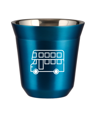 Kubek niebieski 80 ml, AUTOBUS (biały)