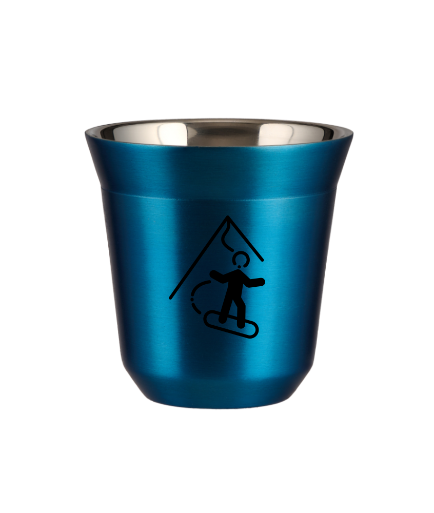Kubek 80 ml NIEBIESKI METALIC "Snowboard (czarny)"