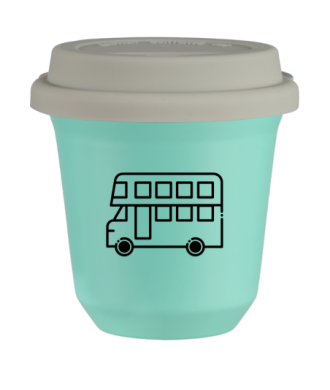 Kubek turkusowy 80 ml, AUTOBUS (czarny) z pokrywką białą kubek termiczny na kawe | 70,00 zł