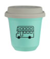 Kubek turkusowy 80 ml, AUTOBUS (czarny) z pokrywką białą kubek termiczny na kawe | 70,00 zł