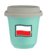 Kubek turkusowy 80 ml, FLAGA POLSKI (czarny) z pokrywką białą kubek termiczny na kawe | 70,00 zł
