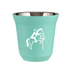Kubek 80 ml TURKUSOWY "Jeździectwo 1 (biały)"