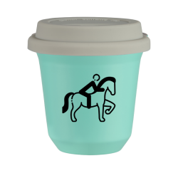 Cup 80 ml TURQUOISE "Equestrianism 2", with white lid