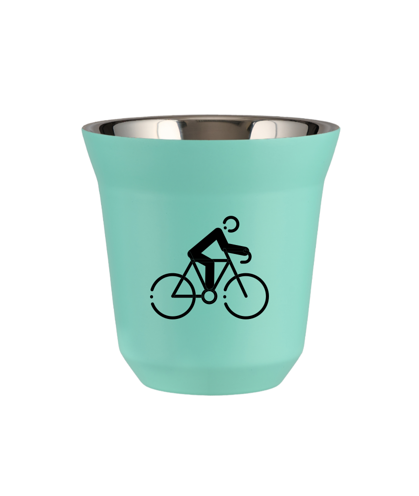 Kubek 80 ml TURKUSOWY "Kolarstwo 3"