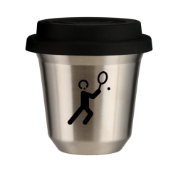 Cup 80 ml SILVER "Tennis 1", with black lid