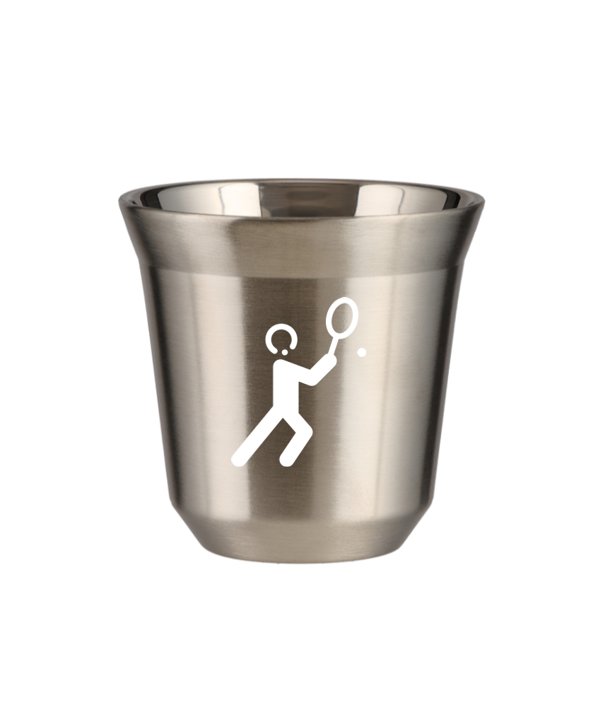 Kubek 80 ml SREBRNY "Tenis 1 (biały)"