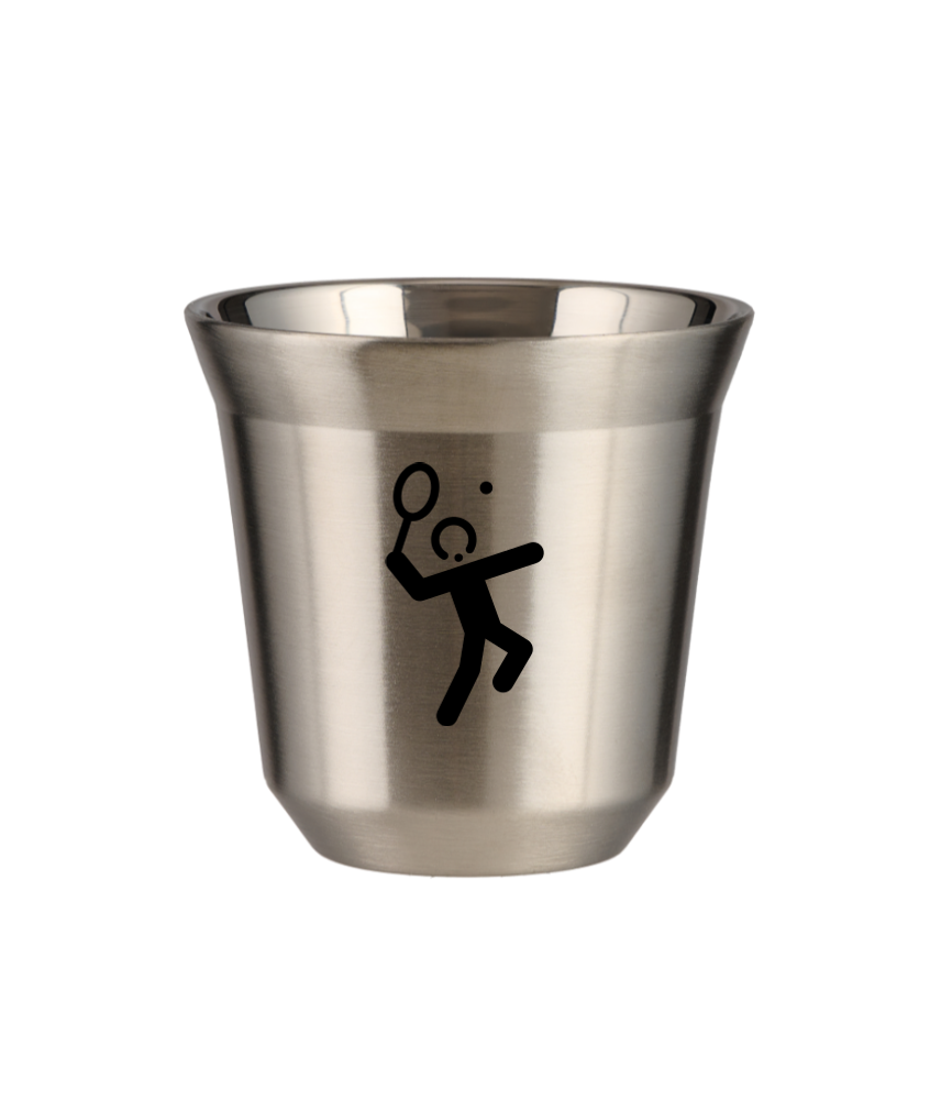 Kubek 80 ml SREBRNY "Tenis 2 (czarny)"